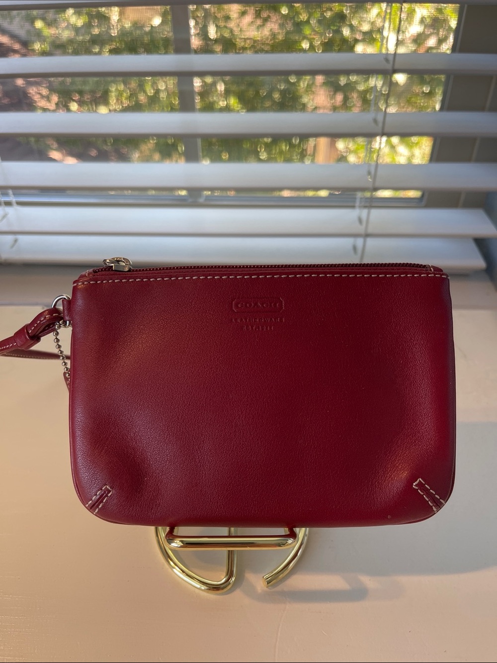 Coach Red Leather Wristlet Pouch